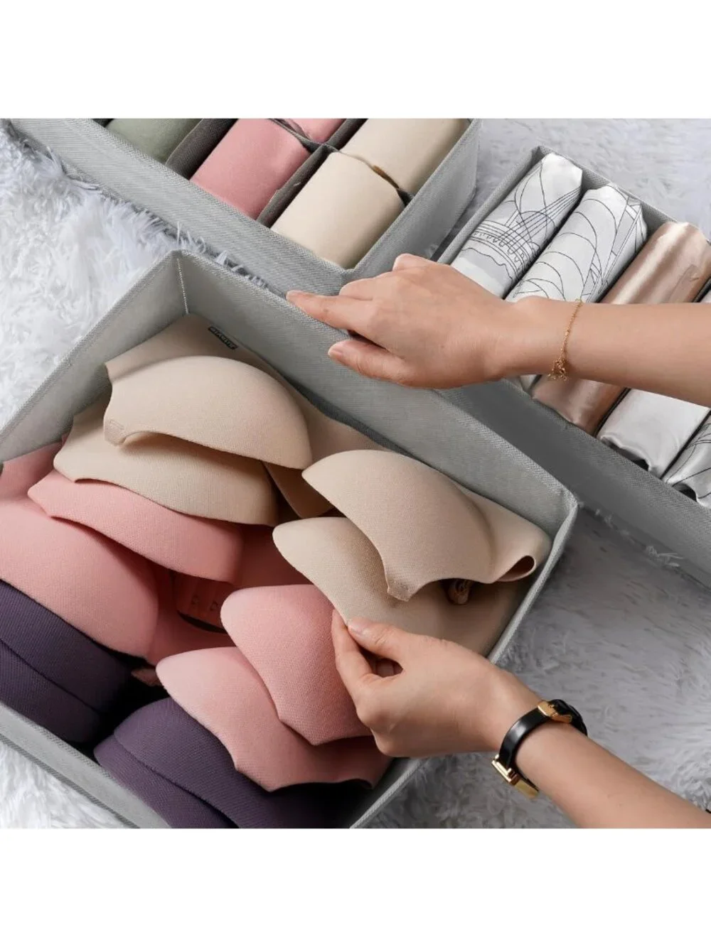 8 Pack Drawer Organizer Bins for Clothes, Socks & Baby Items - Foldable Storage - Picture 8 of 8